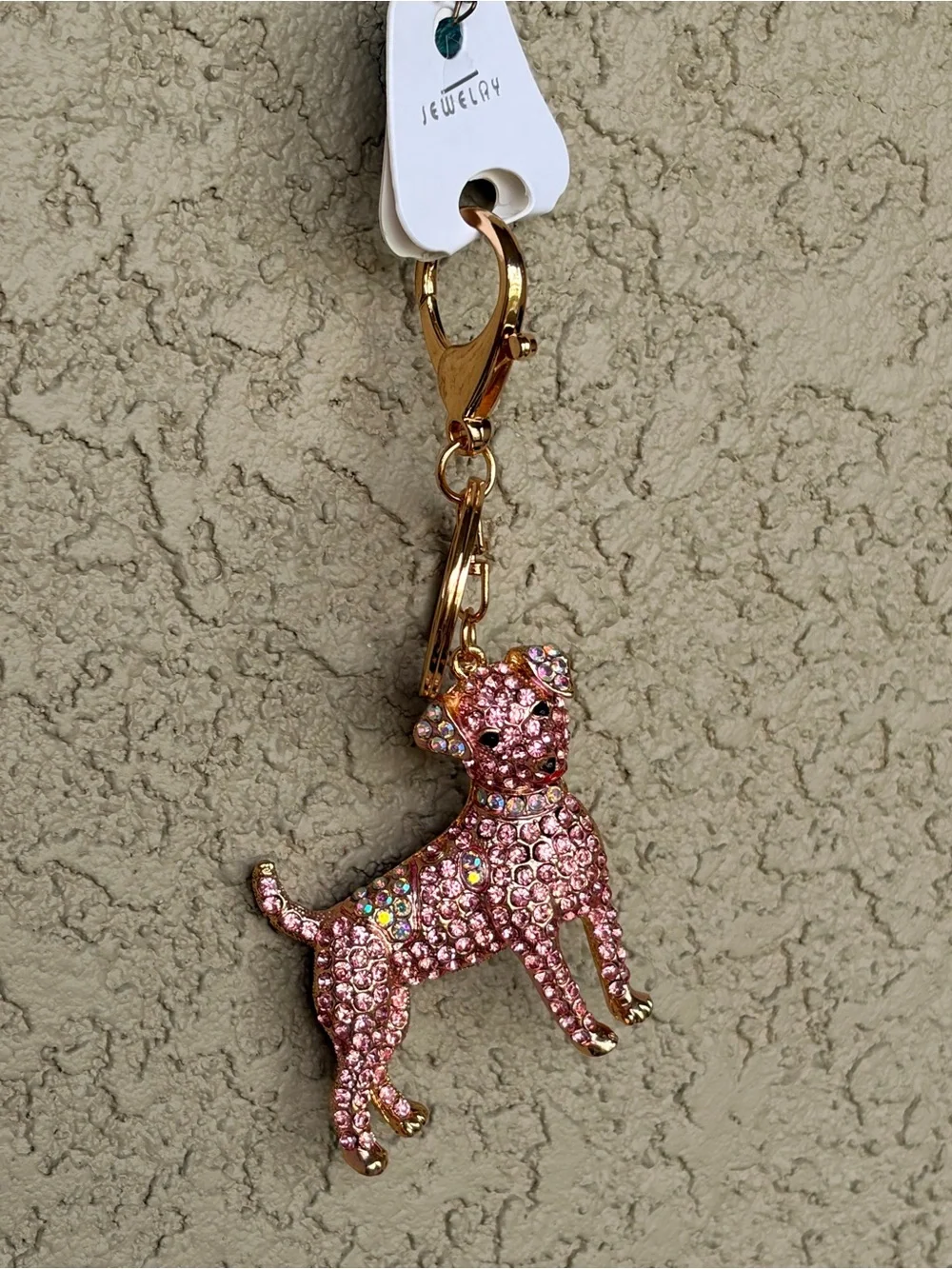 Pink Crystal Dog Keychain/Bag Charm
